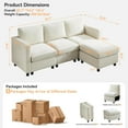 thumbnail image 3 of L Shaped Couch Set for Living Room, 4 Seat Storage Modular Sofa with Movable Ottoman, Chenille Beige, 3 of 7