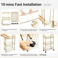 thumbnail image 3 of 3 Tier Rolling Utility Cart, Storage Trolley Service Cart with Wheels Easy Assembly for Kitchen, Living Room, Office, Salon, Gold, 3 of 6