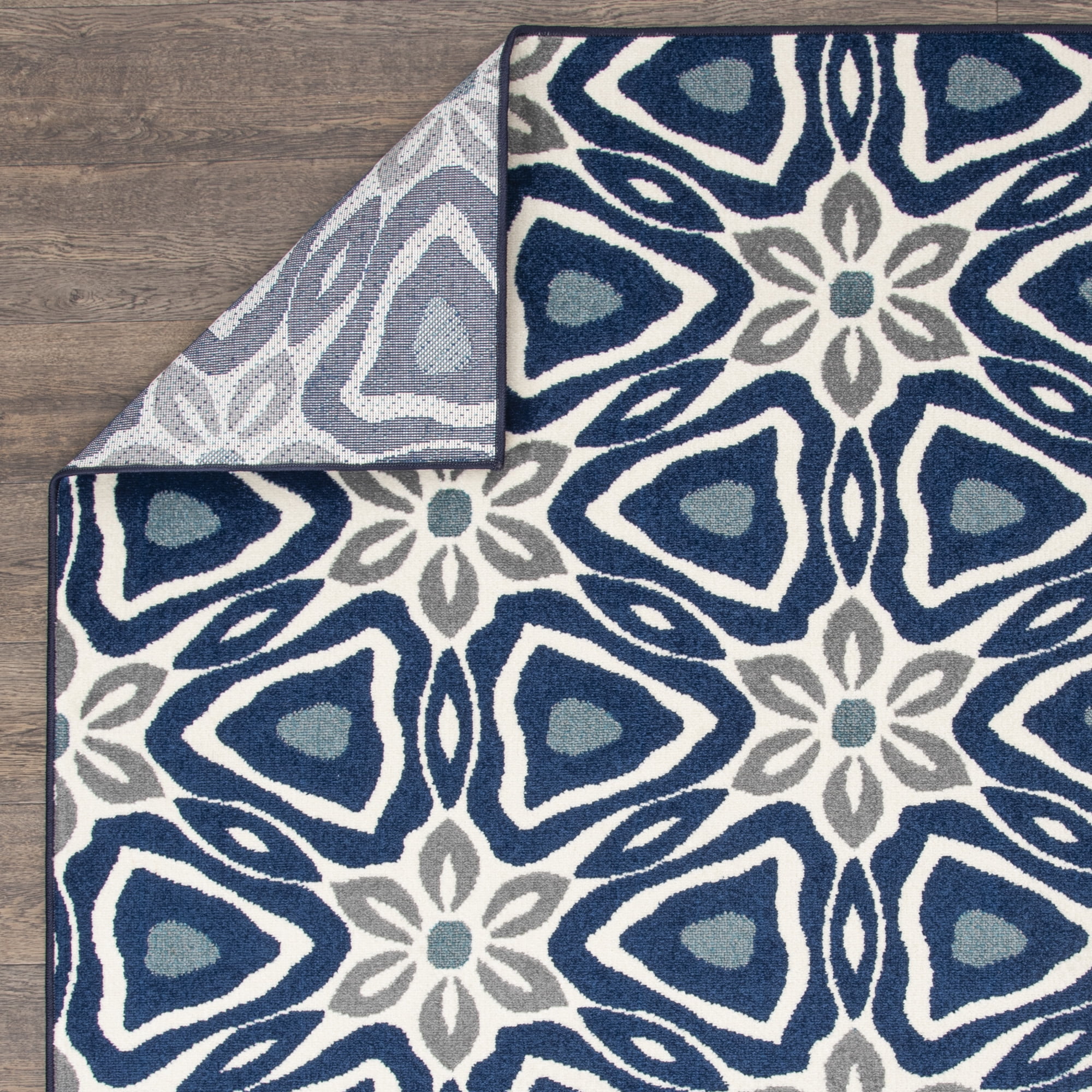 Loomaknoti Tecopa Kerin 2' x 7' Blue Geometric Outdoor Runner Rug