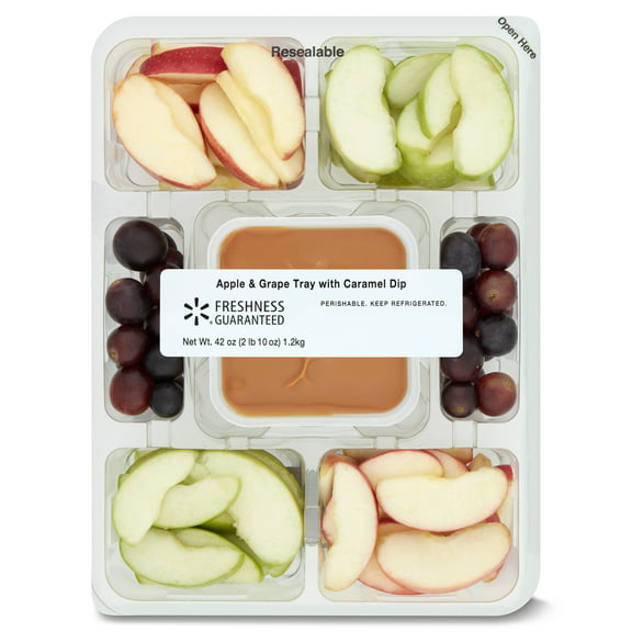 Freshness Guaranteed Apple and Grape Tray with Caramel Sauce, 42 oz