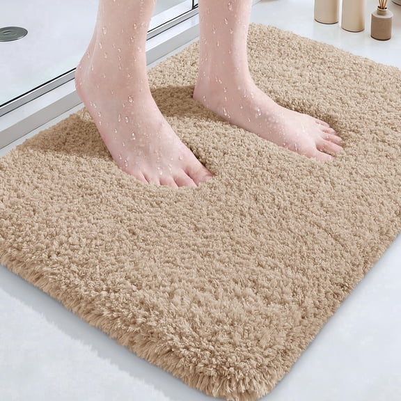 Soft Shaggy Chenille Bath Mat - Absorbent Non Slip Bathroom Rug, Thick Plush Washable Quick Dry Floor Mat