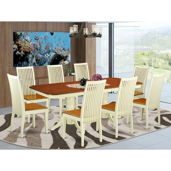 HomeStock Boldly Bohemian 9 Pc Dining Table Set For 8- Dinette Table And 8 Dining Room Chairs - 78 x 40 x 30 inches