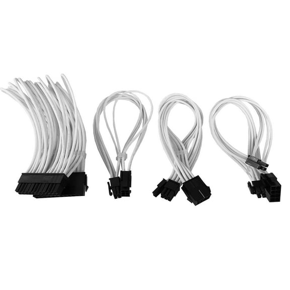 AYA ATX/PCI-E Extension Cable Kit 18AWG 1Ft (24-Pin ATX, 4 4Pin EPS, 8-Pin PCI-E, 6Pin PCI-E Cables)