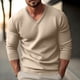 thumbnail image 1 of Blusas y camisas de manga larga con cuello en V para hombre, suéter informal de color liso con cuello en V, suéter grueso de manga larga, blusa acrílica para hombre, 1 of 9