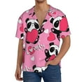 thumbnail image 3 of Sigee Panda Heart Valentine Pink Print Men's Shirts Casual Button Down Short Sleeve Summer Beach Shirt Hawaiian Vacation Shirts Tee Shirt-Large, 3 of 7