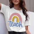 thumbnail image 3 of Camiseta de profesora de arcoíris, moda de verano, Harajuku, viento, letras de arcoíris, camiseta de manga corta de talla grande, Tops de tendencia para mujer, 3 of 5