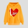 thumbnail image 2 of Ecqkame Oversized Sweatshirt for Women Heart Print Winter Hoodie Pullover Tops Long Sleeved Comfortable Athletic Sweatshirt with Pocket M-Yellow S, 2 of 6