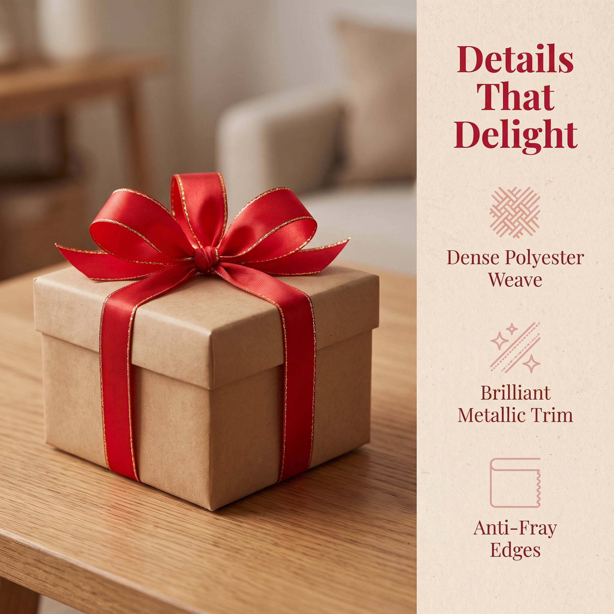 Unique Bargains Elegant Fabric Ribbon for Gift Wrapping and Crafting Projects Red