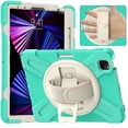 thumbnail image 2 of For iPad Air 11 inch Case 7th/6th (M3/M2) 2025/2024, 360 Hand Strap, Shoulder Strap, Kickstand, Rugged Drop Protection, Mint Green, 2 of 7
