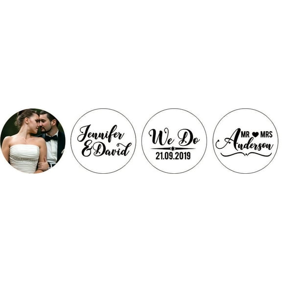 Darling Souvenir Custom Photo Wedding Stickers Candy Chocolate Labels 190 Pcs-White