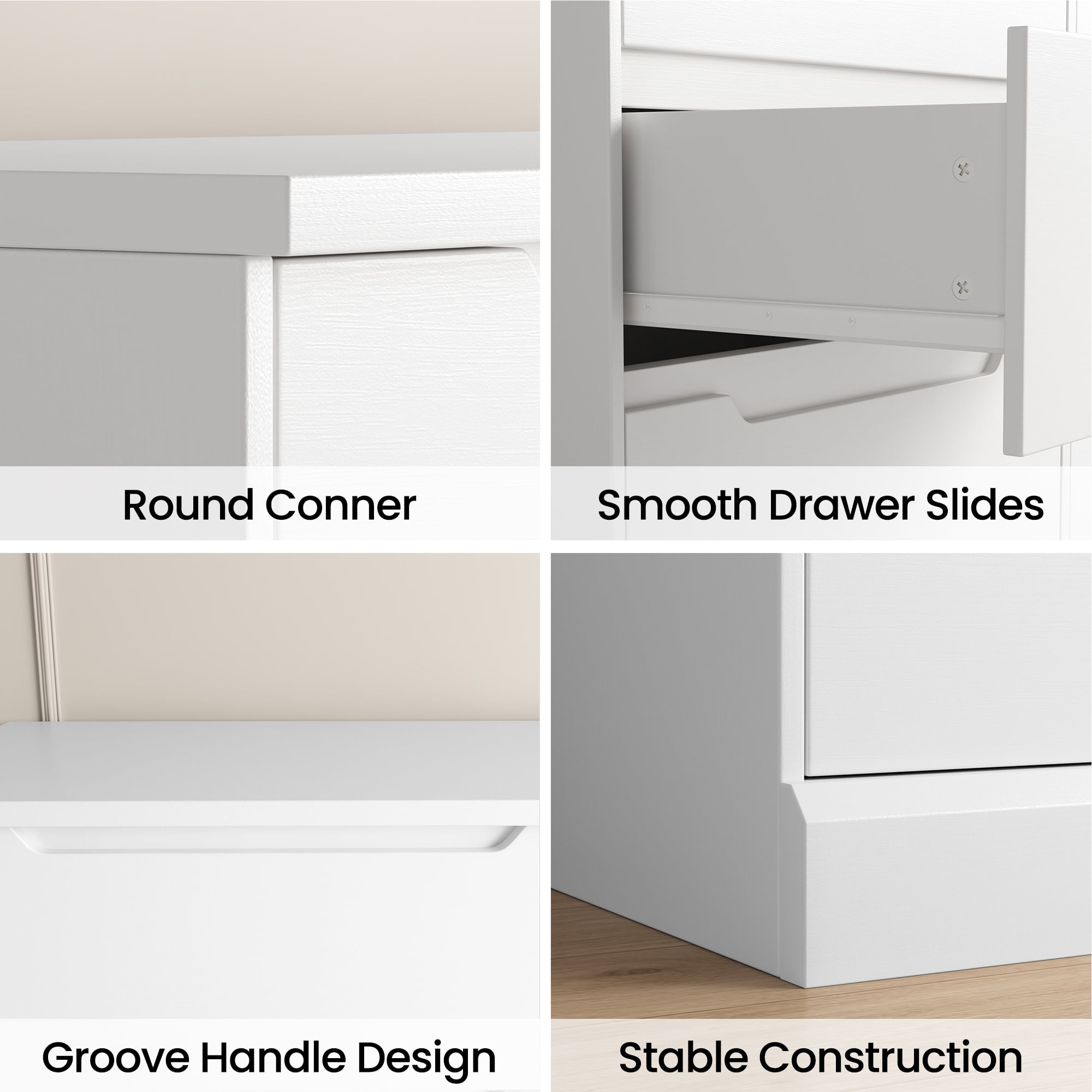 White Dresser 6 Drawer Dresser for Bedroom Modern Wooden Closet Double Dresser Closet Living Room Hallway Entryway Dressing Room