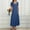 Blue, variant on MTBLYS Dress Women Fashion Boho Solid Print Drop Shoulder Long Dress Casual Slim Fit Short Sleeve Beach Dresses Womens Dresses Summer