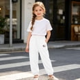 thumbnail image 2 of VeFlora Kids Girls Boys Harem Pants Elastic High Waist Long Pants Soft Lightweight Summer Harem Bloomers with Pockets(White/6-7 Years), 2 of 8