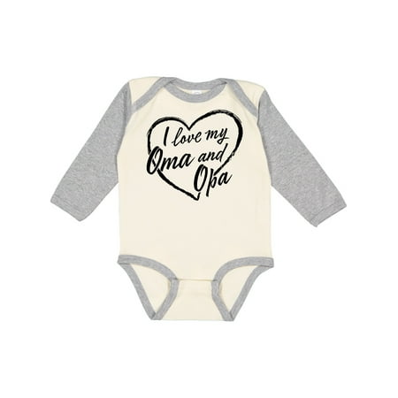 

Inktastic I Love My Oma and Opa in Black Chalk Heart Gift Baby Boy or Baby Girl Long Sleeve Bodysuit