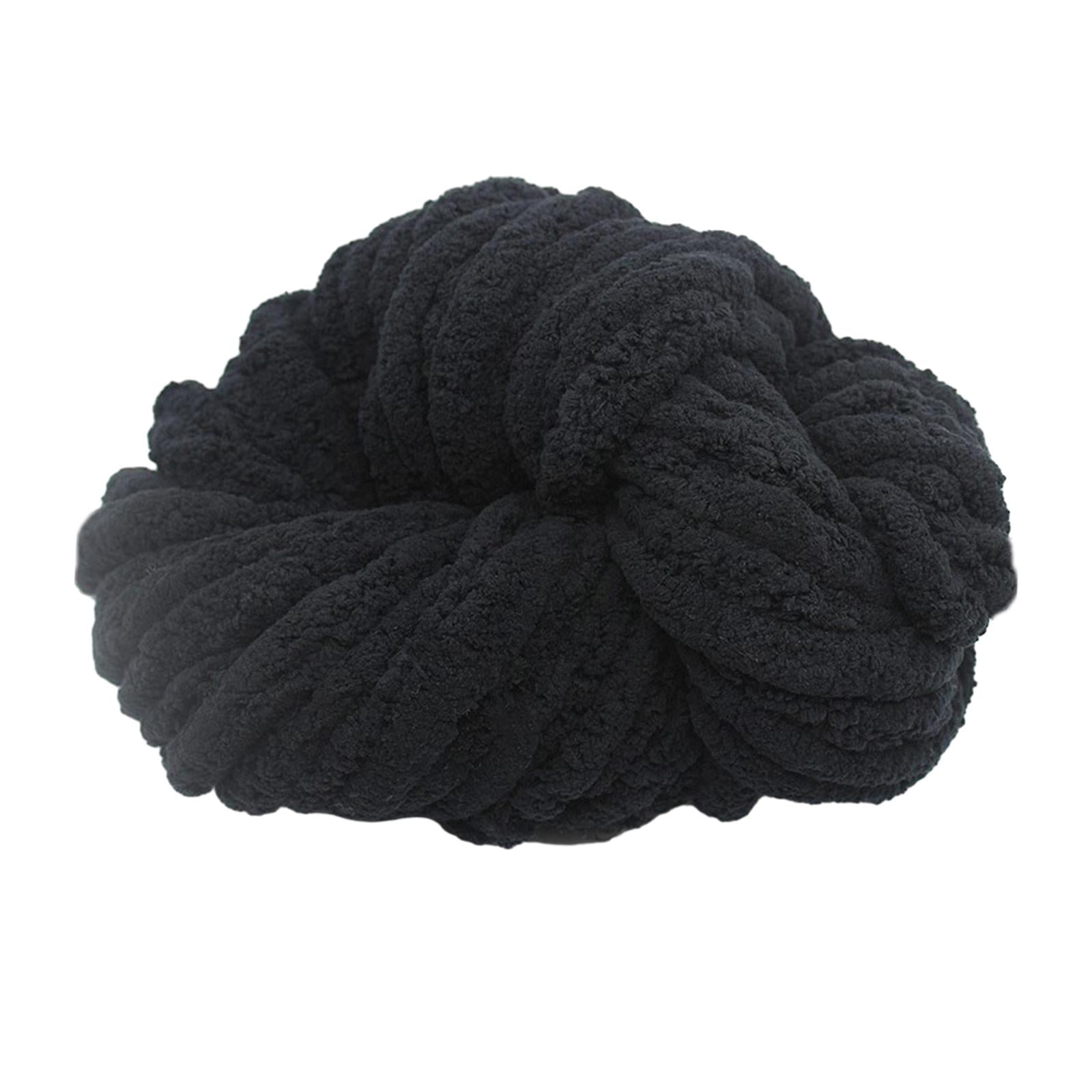 Tachiuwa Chunky Chenille Yarn for Crocheting, Bulky Thick Yarn for Knitting,Super Bulky Chunky Yarn for Hand Knitting Blanket Black