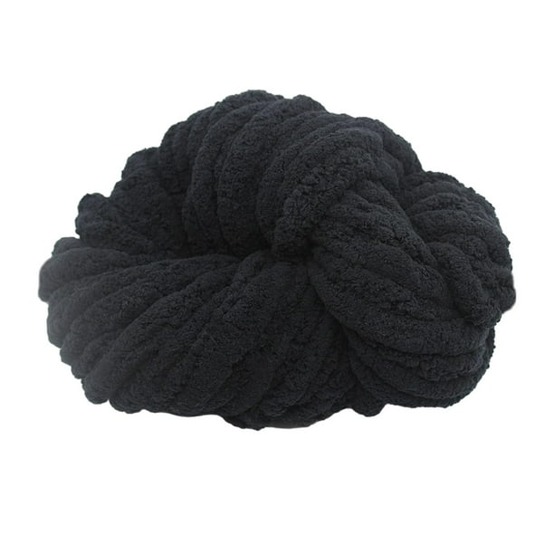 Hilo de chenilla grueso, lavable, calibre 7, fibra acrílica, grueso. Negro