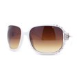 thumbnail image 1 of Womens Rhinestone Jewel Hinge Exposed Lens Butterfly Designer Sunglasses White Brown, 1 of 4