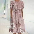 thumbnail image 2 of QIPOPIQ Robes Midi pour Femmes à Étages à Manches Courtes Robes Décontractées Col Rond Robe d'Été Robes Pliantes à Imprimé Offres 2023, 2 of 5