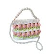 thumbnail image 4 of Kit de bolso de crochet para tejer a mano, regalo para niñas, conjunto de materiales para manualidades. Rosa verde blanco, 4 of 9