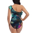 thumbnail image 5 of Gukieu Colorful Flower Tiger Print One-shoulder Ruffled One-piece Swimsuit with Removable Chest Pads and Tummy-control Swimsuit for Women-XX-Large, 5 of 6