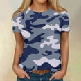 thumbnail image 2 of ADSSDQ Basic Tops For Woman Casual Summer Short Sleeve O-Neck Oversized Shirts For Women Dressy Casual Blouses Spring Camo Graphic Tees Pullover Blue 2XL, 2 of 5
