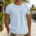thumbnail image 2 of FINALGANG Mens Contrast Trim Short Sleeve TShirt Crew Neck Slim Fit Casual Tee For Summer Beach Daily Streetwear Blue XXXL, 2 of 5