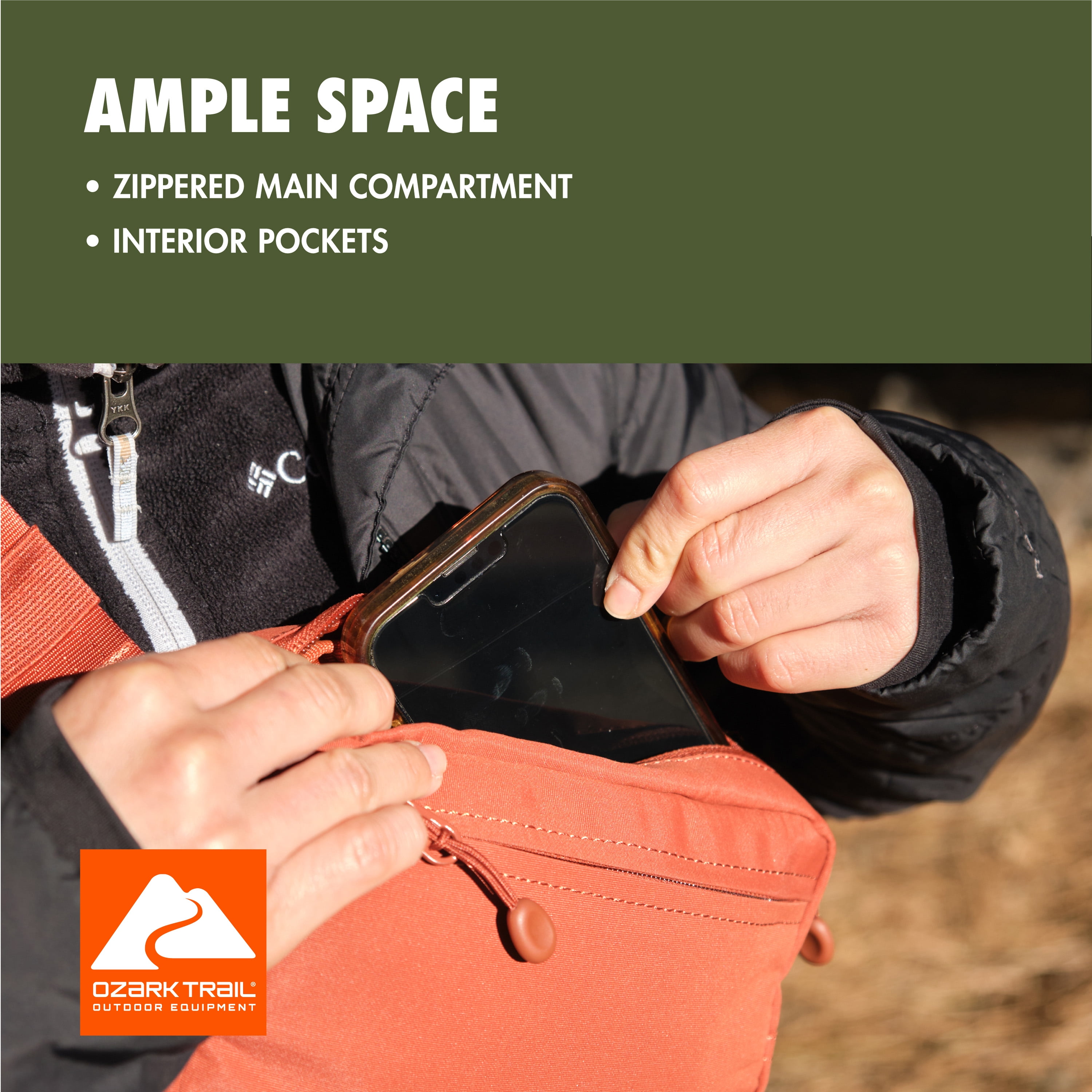 Ozark Trail Waistpack Rust Fanny Pack with Zippers Polyester