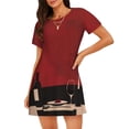 thumbnail image 1 of Balery Minimalist Romantic Dinner Camisón de manga corta con cuello redondo para mujer, cómodo y elegante., 1 of 6