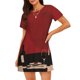 thumbnail image 1 of Easygdp Minimalist Romantic Dinner Camisón de manga corta para mujer, informal, estampado, 1 of 6