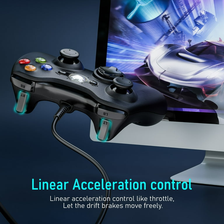 Fousixdi X-Box 360 Controller Wired, Gamepad Controller with Wired USB for Microsoft X-Box 360 & Slim Console and PC Windows XP/7/8/10, with Upgraded Joystick, Black