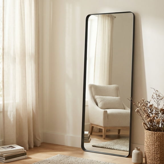 Riga Mirror Black Wall Decor, Modern Style, Mount to wall vertically only, Steel, Decor Mirrors