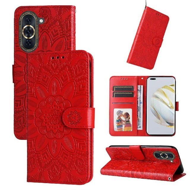 Funda tipo cartera GANGXUN para Huawei Nova 10 , diseño girasol, cuero PU, soporte, cierre magnético, tarjetero