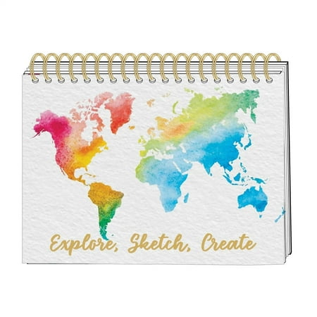 Explore, Sketch, Create Watercolor World Hardcover Sketch Pad Artist Sketchbook, (Best Watercolor Artist In The World)