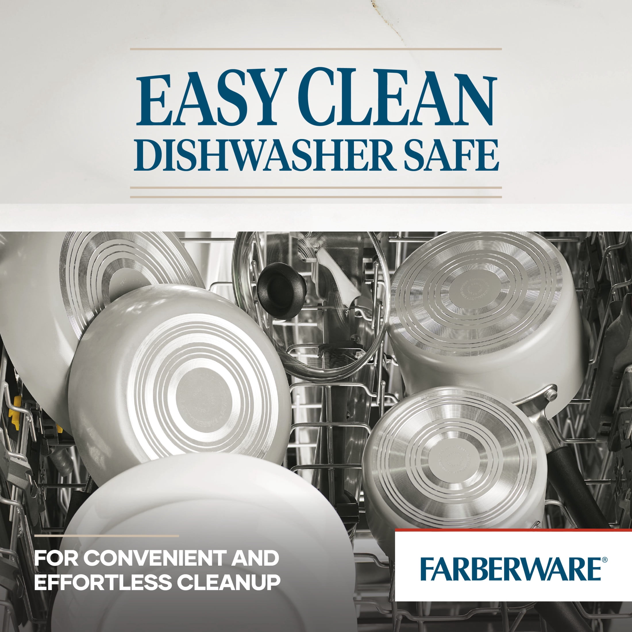 Farberware Easy Clean 11 Piece Aluminum Nonstick Cookware Pots and Pans Set, Silver