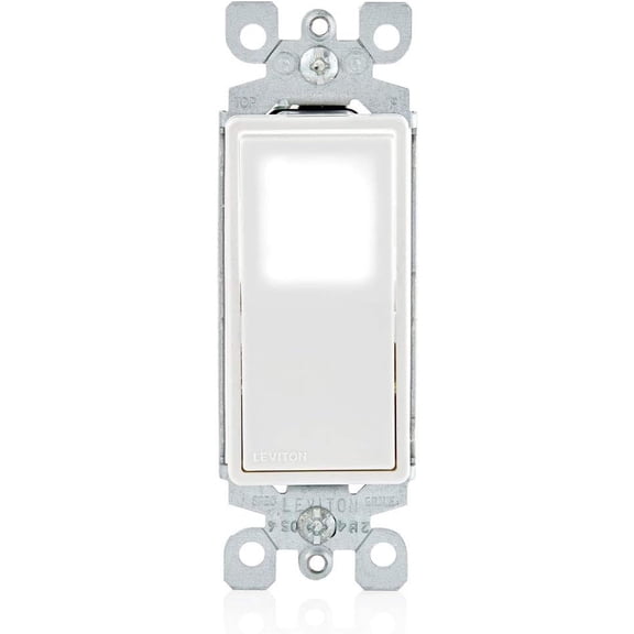 Leviton 15 Amp Decora LED Illuminated Light Wall Switch Single-Pole, White, L5611-2W