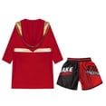 thumbnail image 4 of HULIJA Kids Boys Boxing Outfit Metallic SatinLong Sleeve Robe Hooded Grown Cloak with Belt and Boxer B3 10, 4 of 5