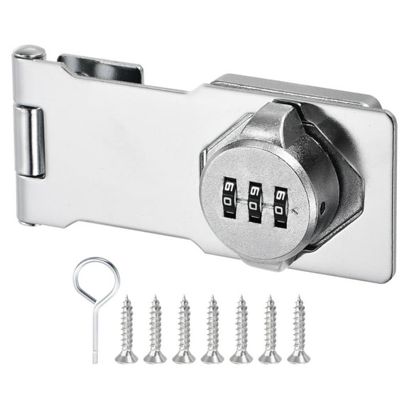 Cabinet Password Rotary Hasp Locks Door Security Combination Latch Lock for Small Doors, Silver