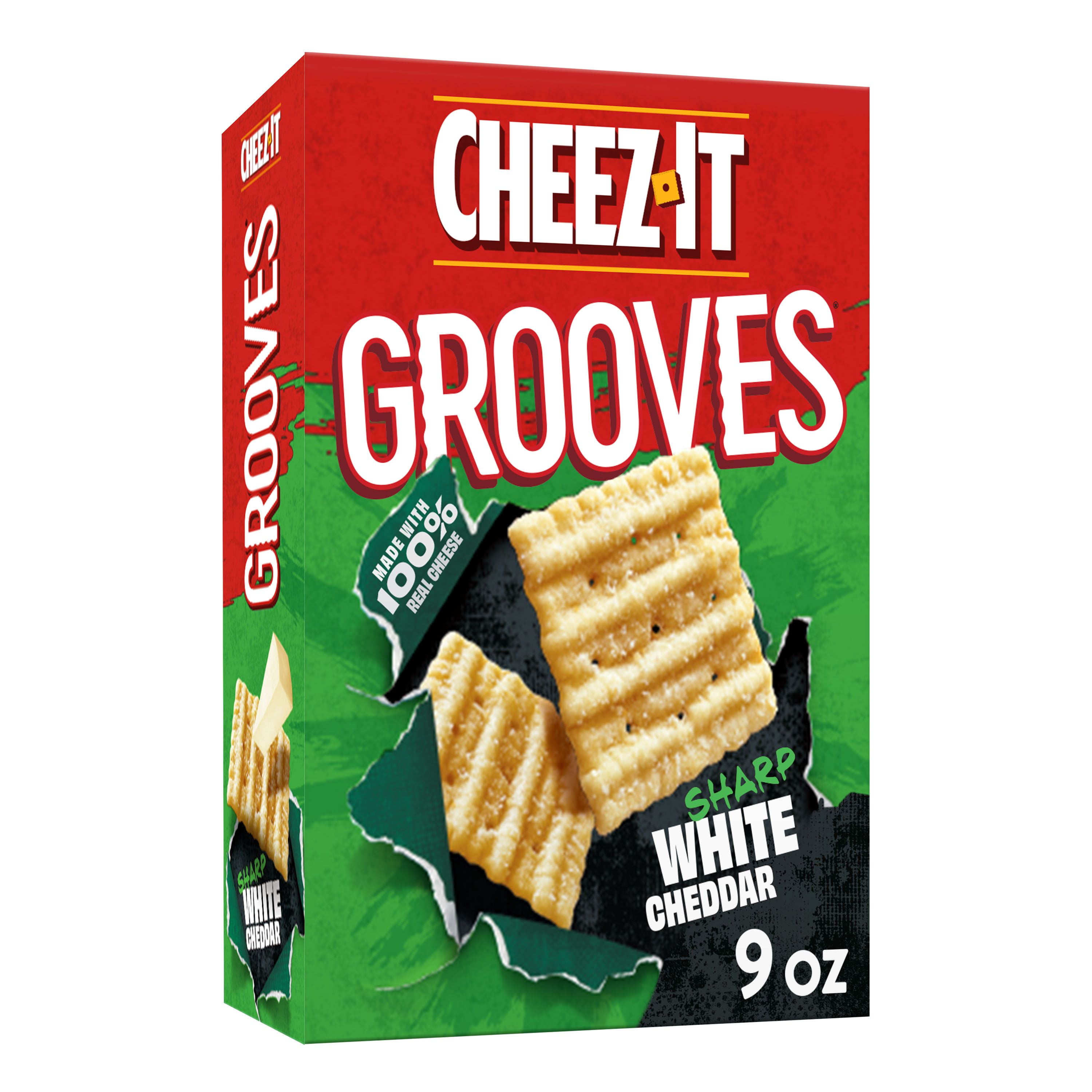 CheezIt Grooves Cheese Crackers, Crunchy Snack Crackers, Sharp White