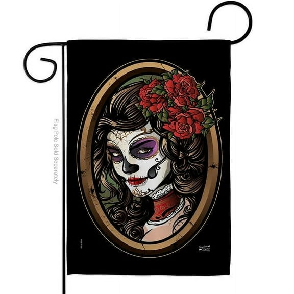 Angeleno Heritage G135086-BO 13 x 18.5 in. La Calavera Catrina Garden Flag with Fall Day of Dead Double-Sided Decorative Vertical Flags House Decoration Banner Yard Gift