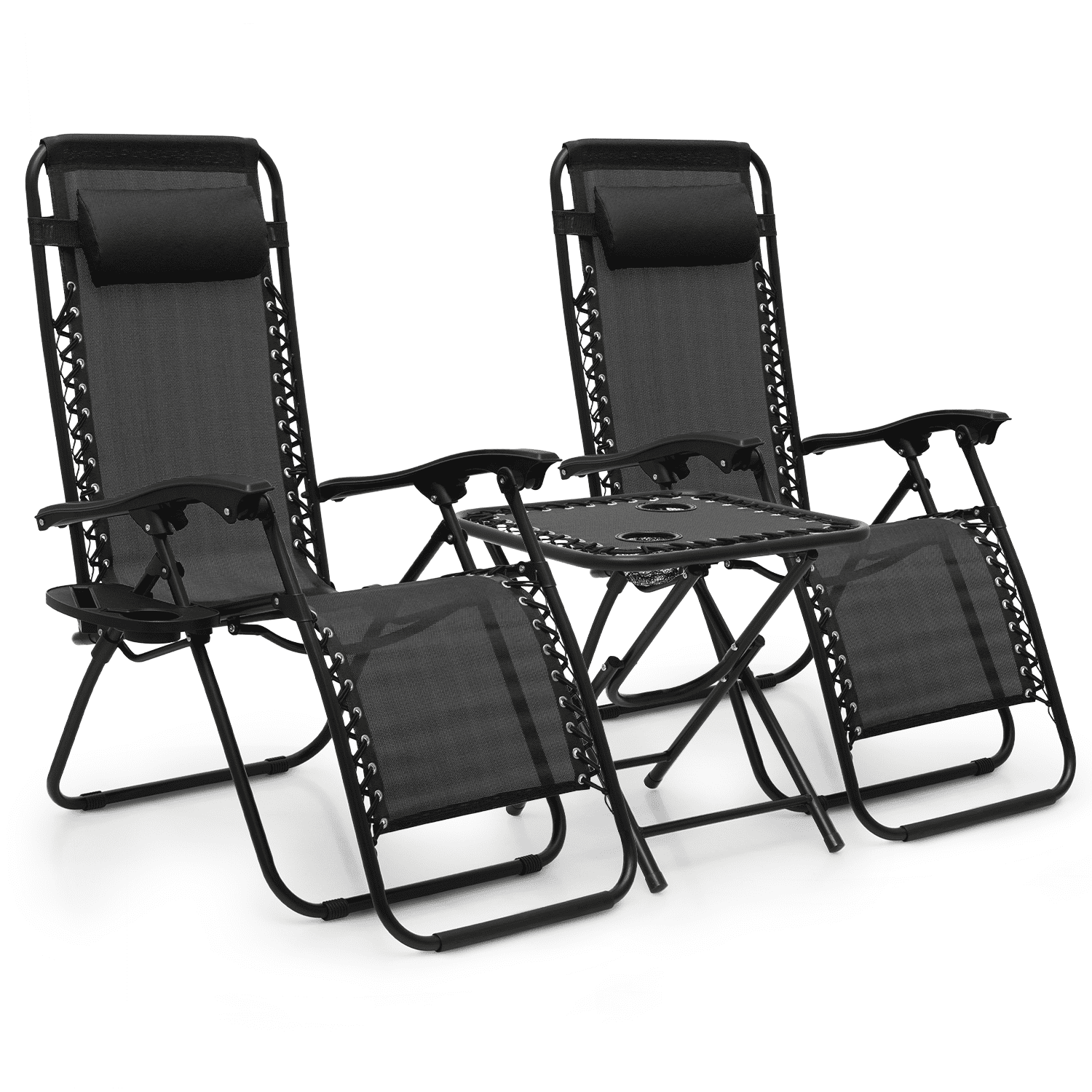 Magshion Set of 3 Outdoor Chaise Lounger Chair Set, Folding Reclining