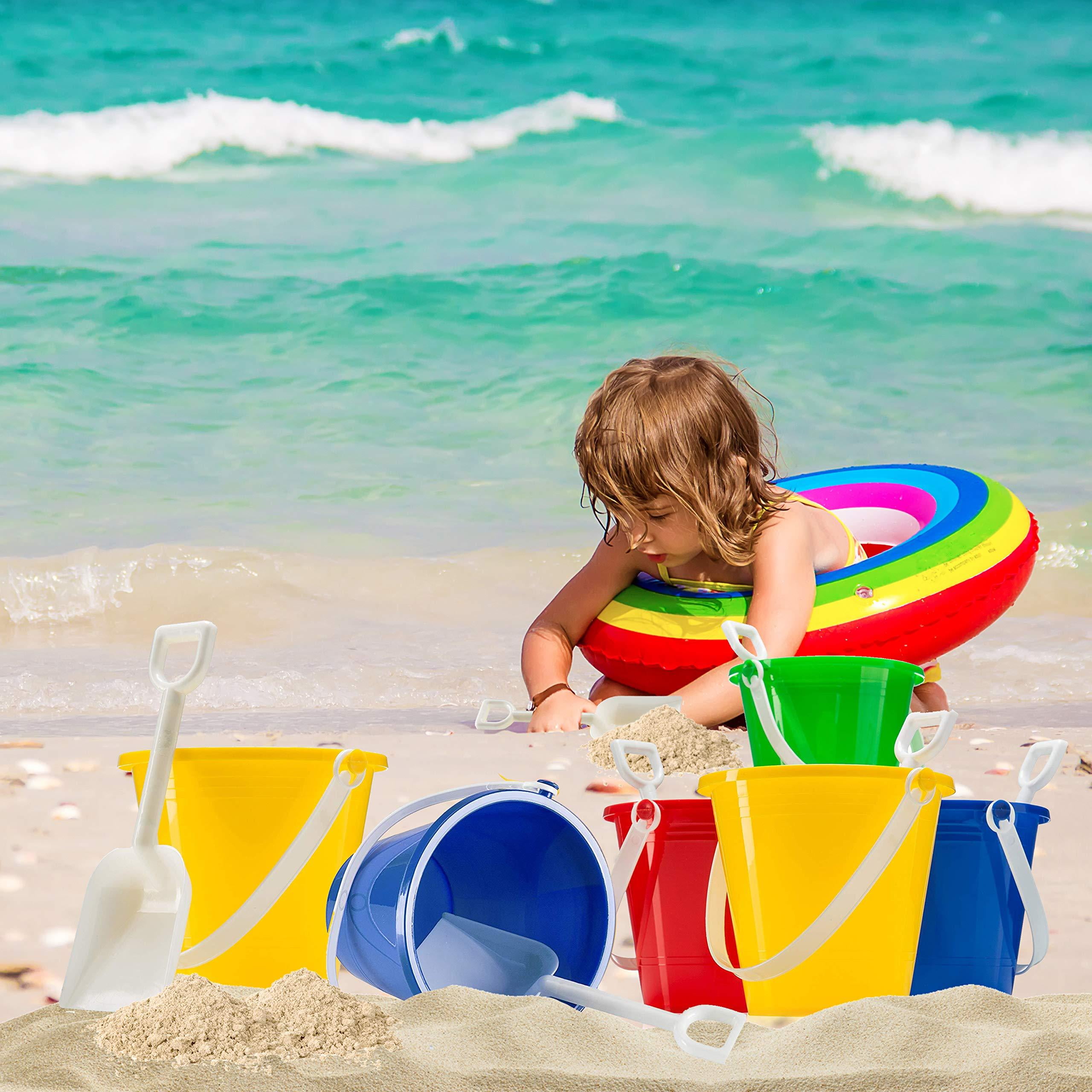 Faxco 5 Pack 6' ' 1.5 L Plastic Small Bucket,Small Sand Pail Beach Toy,Beach Pails for Sand Molds at The Sandbox(5 Colors)