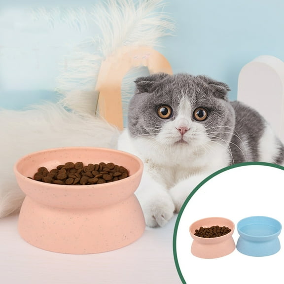 Happy Date Ceramic Raised Cat Bowls, Food and Water Bowl for Cats, Elevated Stress Free Feeding Pet Dish for Pet