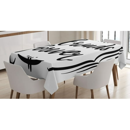 

Best Friend Tablecloth Friends Forever Motivation Lettering Monochrome Cute Illustration Rectangular Table Cover for Dining Room Kitchen 60 X 84 Charcoal Grey and White by Ambesonne