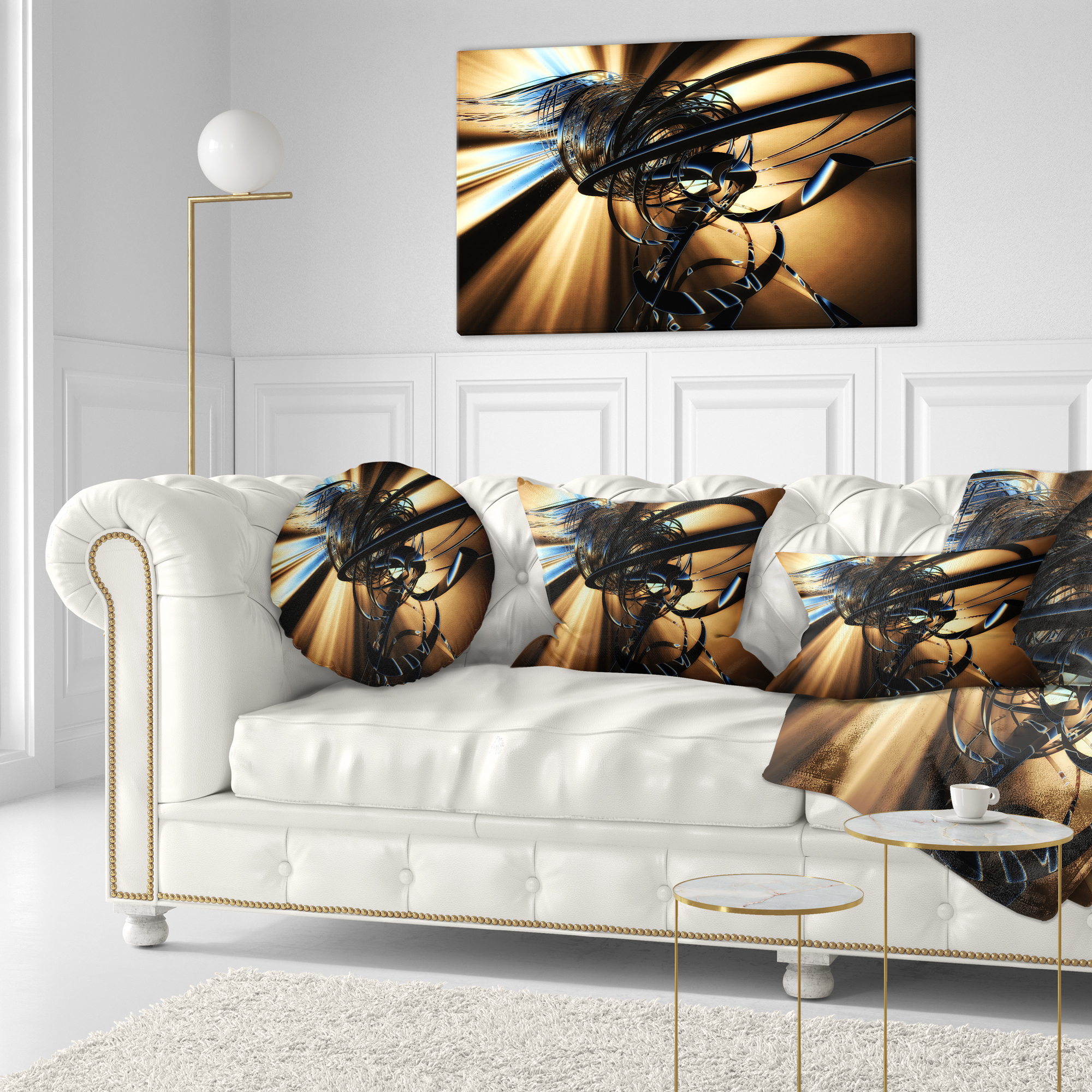 Designart Fractal 3D Dark Brown Tangle - Contemporary Throw Pillow - 12x20