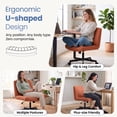 thumbnail image 6 of CELTOSS Criss Cross Legged Home Office Chair, Fabric Armless Swivel Task Computer Chair with Wheels, Wide Seat, Vanity Chair, Comfy Chair, Brown, 6 of 15