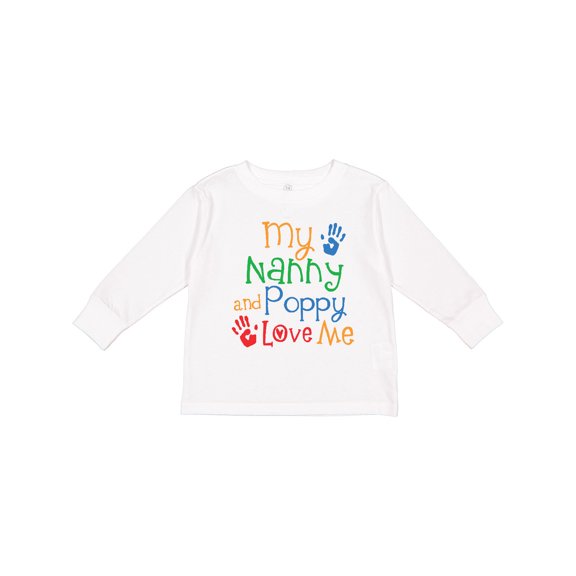 Inktastic Nanny and Poppy Love Me Grandkid Boys or Girls Long Sleeve Toddler T-Shirt