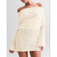 thumbnail image 5 of Vestido Elegante Tipo Suéter de con Hombros Descubiertos para Mujer, Ajustado, de Larga y Crochet Albaricoque M, 5 of 7