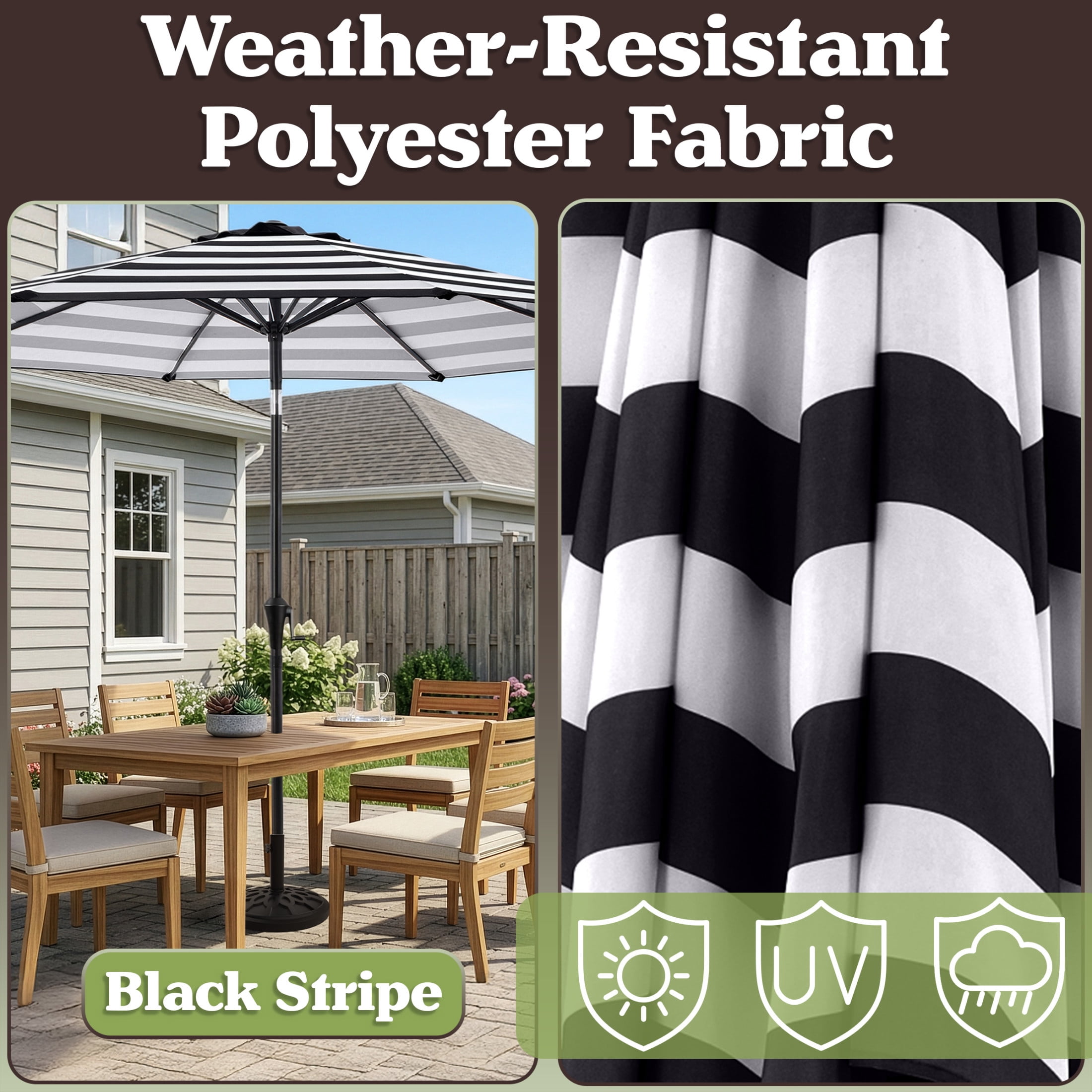 colorfast patio umbrella Outdoor With Fringe Blade Finish:Silver Blade Hybrid Electric Commuter & Product Type_Rod & Reel Accessories coated ribs provide a