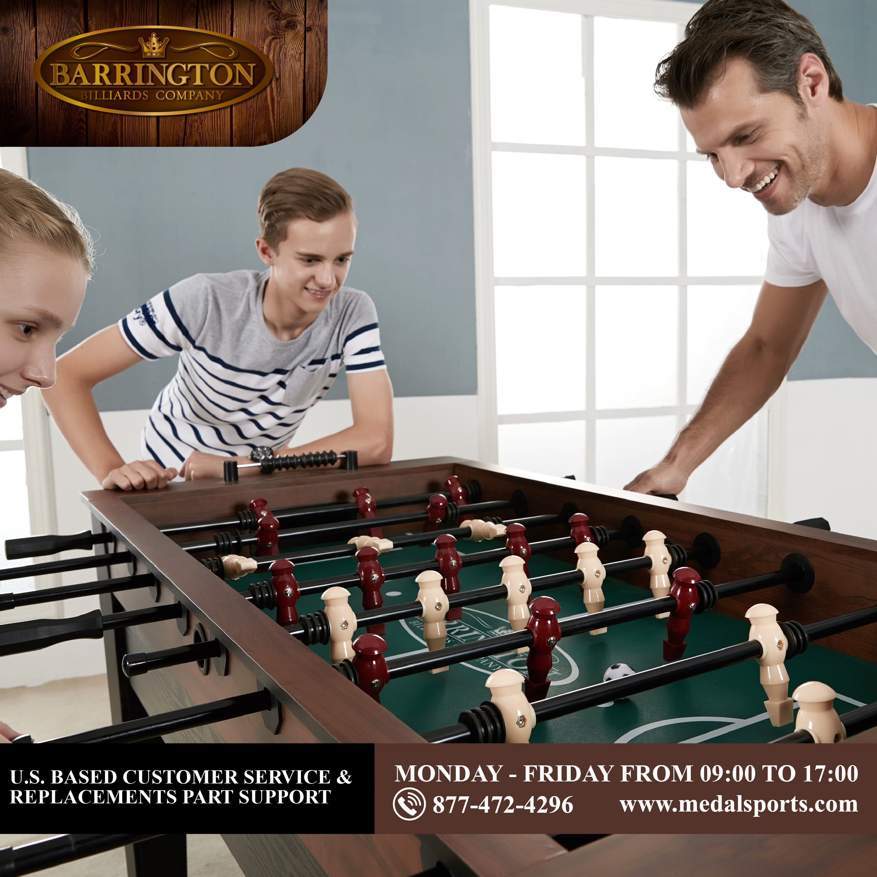 54" Foosball Soccer Table, Furniture Style, by Barrington Billiards Company