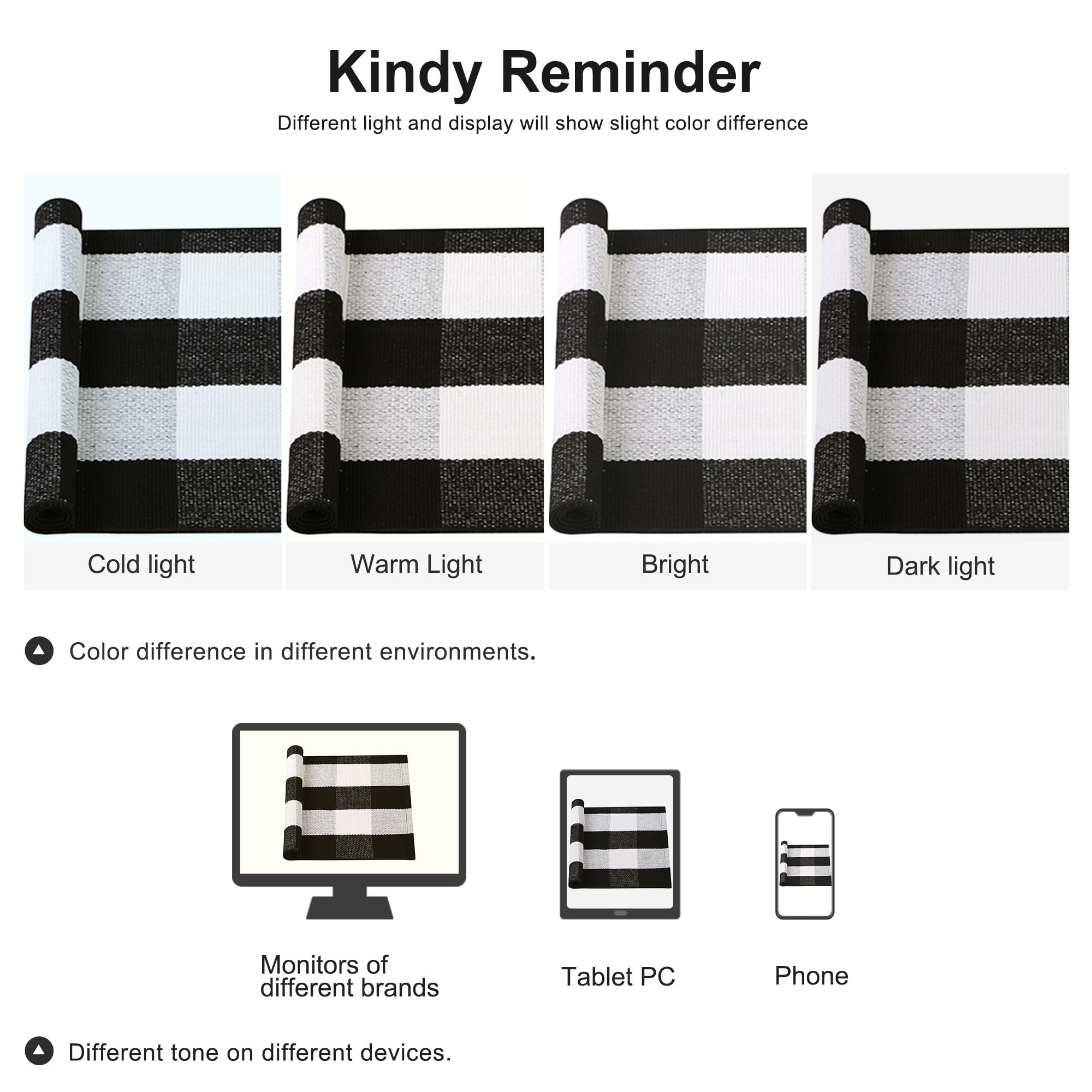 Unique Bargains Cotton Woven Checkered Area Rugs Floor Rug Carpet Mat Black & White 28"x18"